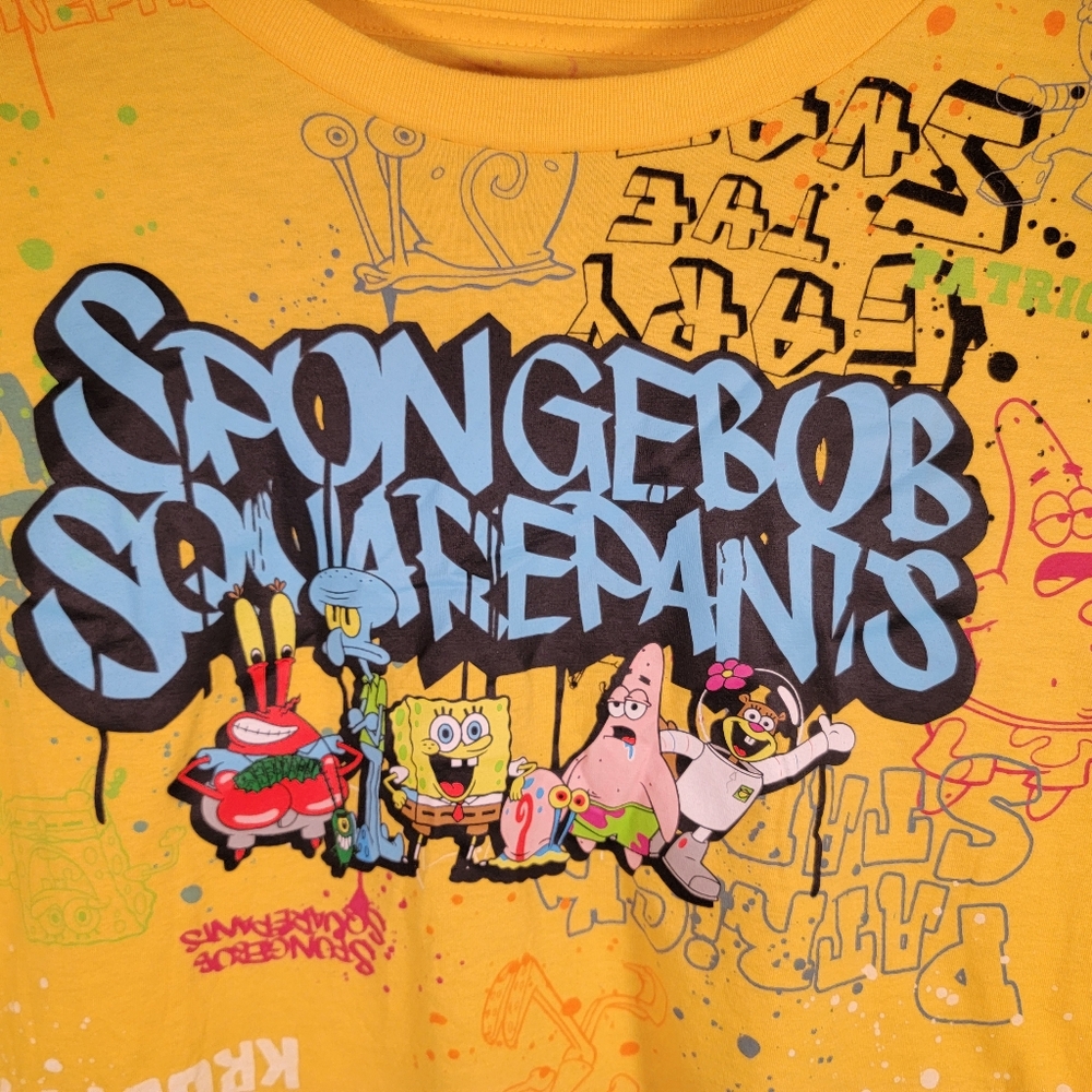 SpongeBob SquarePants Men’s Graffiti Graphic T-Shirt Short Sleeve Krusty Krab